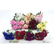 Artificial Flower-7 Heads Open Rose Bush-Mixed Color-24pcs/box-120pcs/case