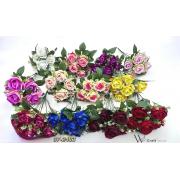 Artificial Flower-7 Heads Open Rose Bush-Mixed Color-24pcs/box-120pcs/case
